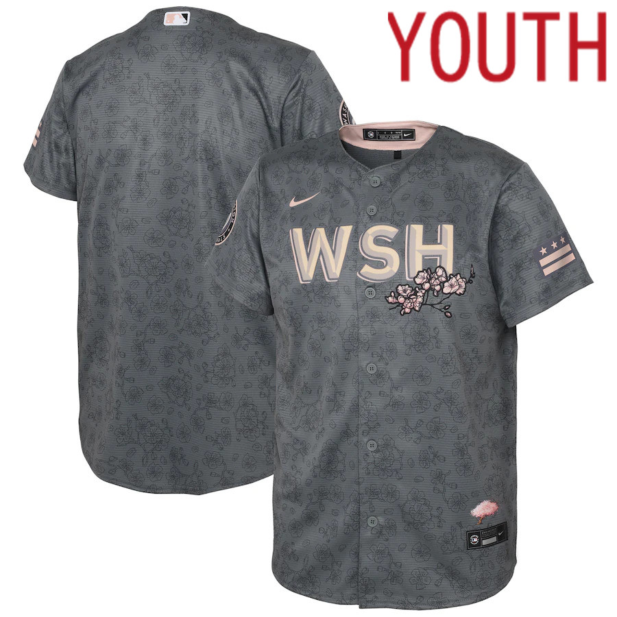 Custom Youth Washington Nationals Blank Nike Gray 2022 City Connect Replica MLB Jersey